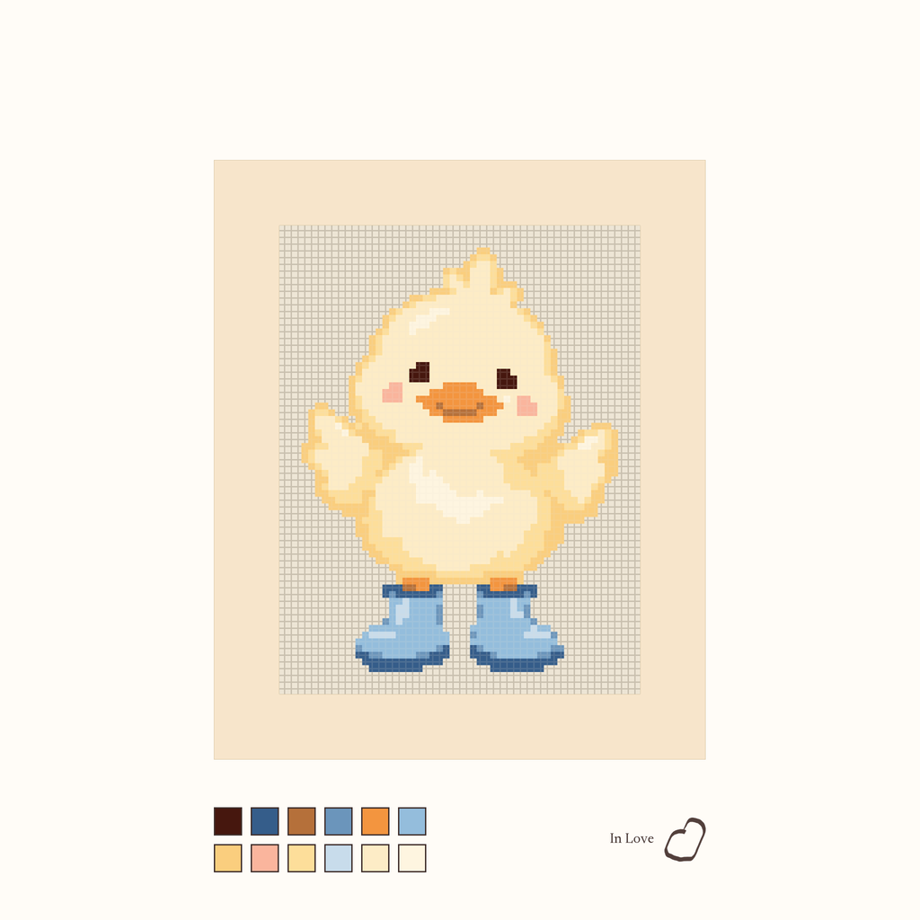 Friendly Duck design as painted: a friendly duck smiling and waving