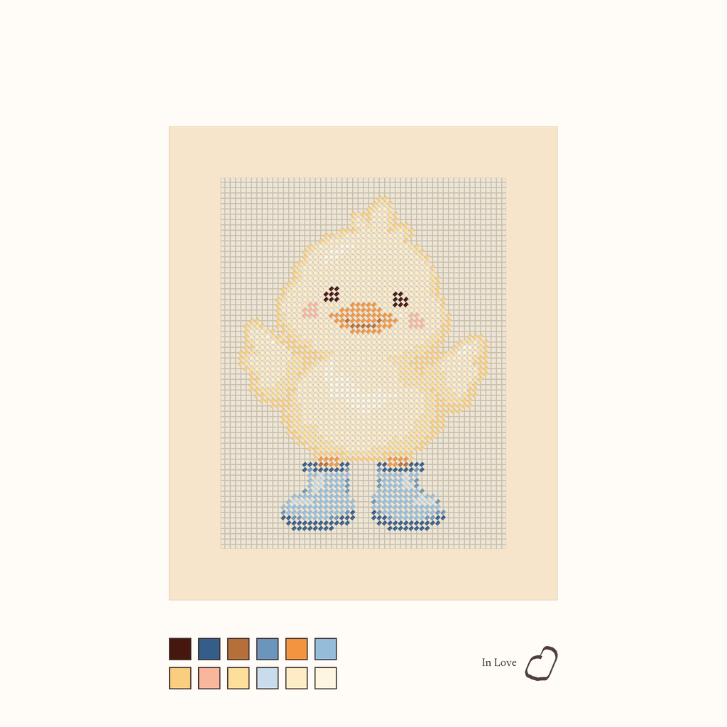 Friendly Duck shown stitched