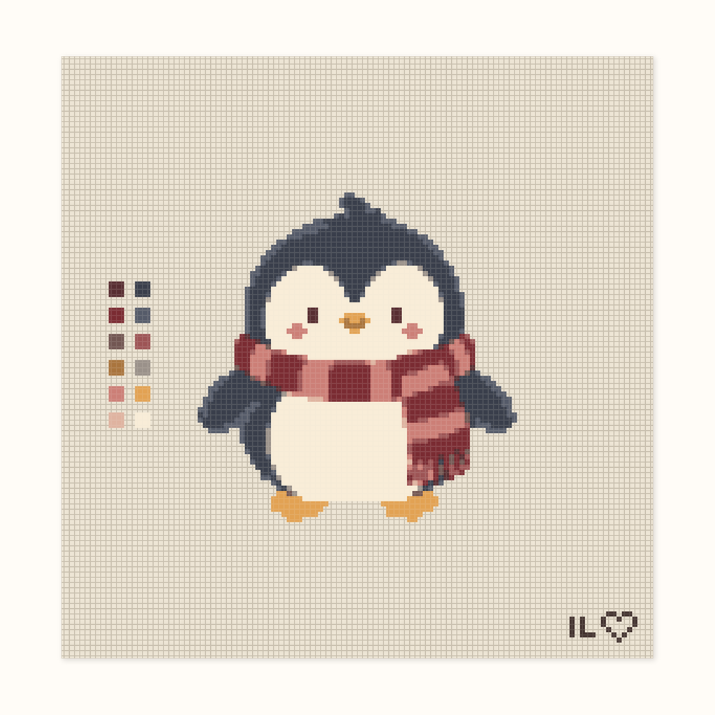 Friendly Penguin hand-painted needlepoint canvas: a friendly penguin smiling and waving