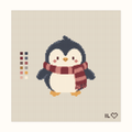Friendly Penguin hand-painted needlepoint canvas: a friendly penguin smiling and waving