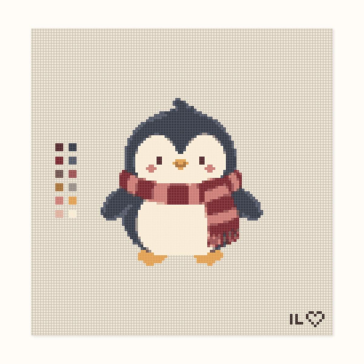 Friendly Penguin hand-painted needlepoint canvas: a friendly penguin smiling and waving
