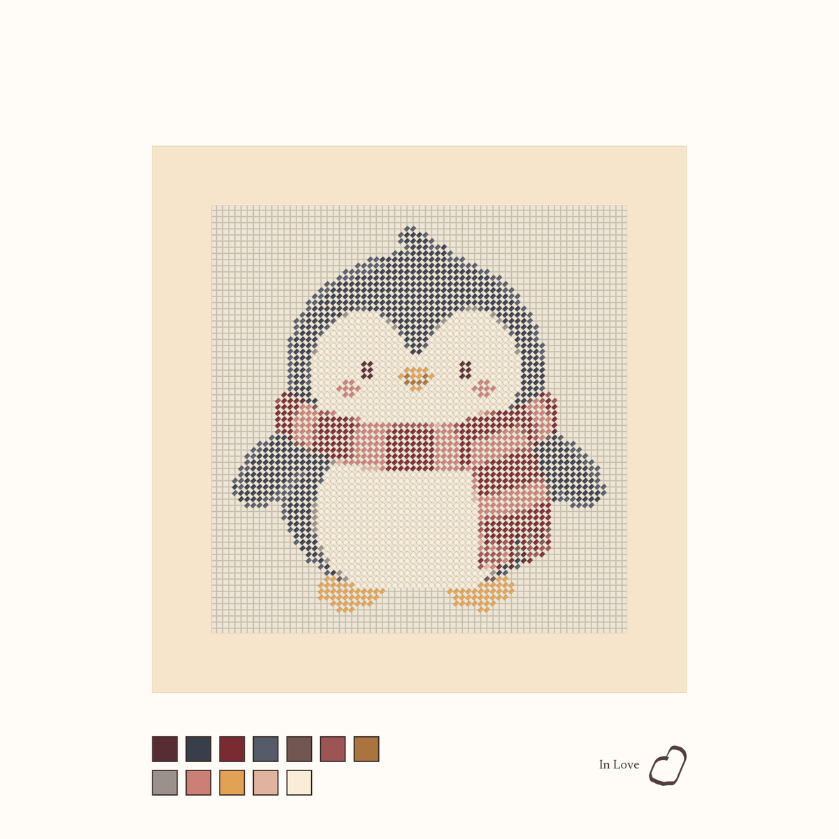 Friendly Penguin shown stitched