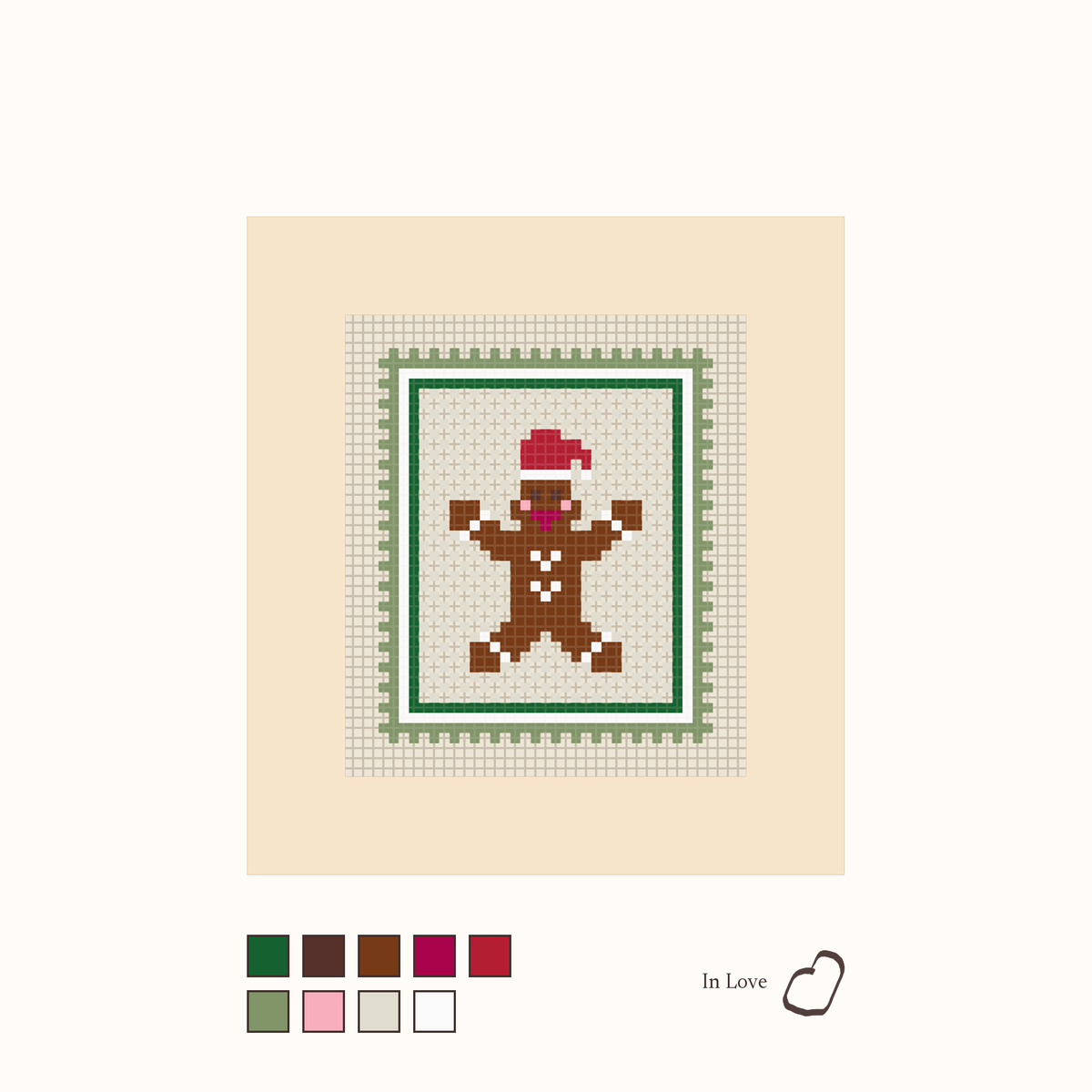 Gingerbread Man design as painted: a gingerbread man in a Santa hat