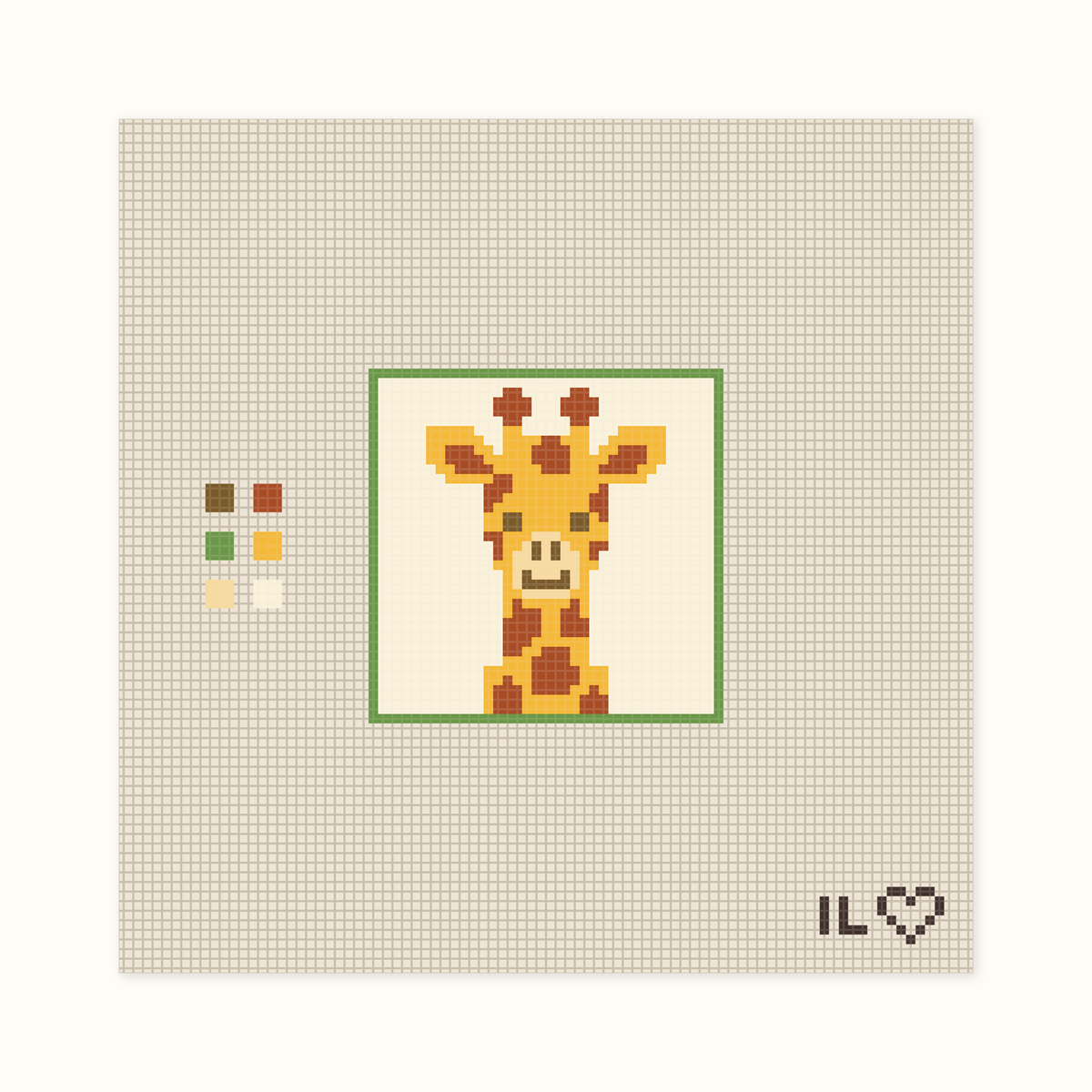 Giraffe hand-painted needlepoint canvas: a pleasant giraffe
