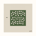 He Leaves The 99 hand-painted needlepoint canvas: the words He leaves the 99 set amid a flock of sheep at pasture