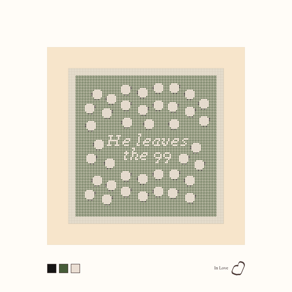 He Leaves The 99 shown stitched