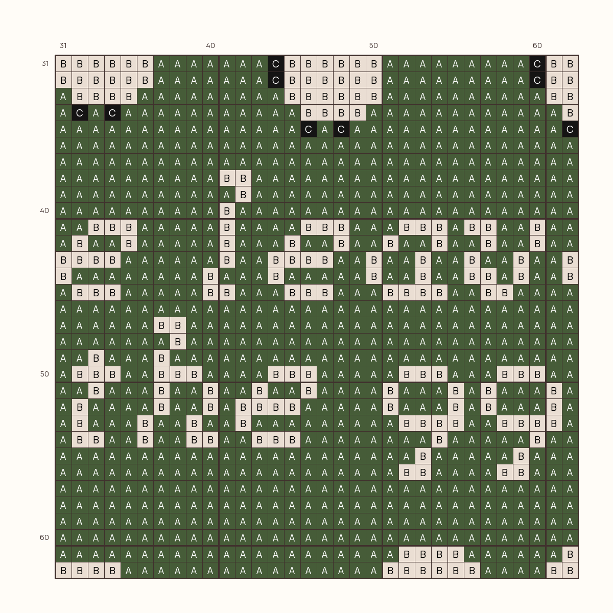 He Leaves The 99 stitch chart, one square per stitch