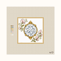 Heirloom Diamond hand-painted needlepoint canvas: a bright white faceted diamond placed between flowers