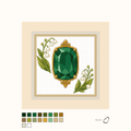 Heirloom Emerald design as painted: a deep green faceted emerald placed between flowers