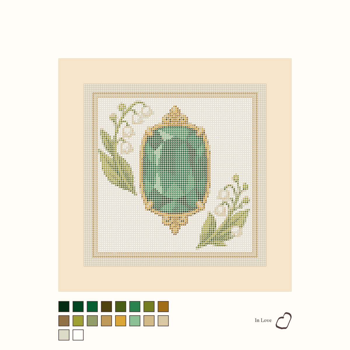 Heirloom Emerald shown stitched