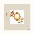 Heirloom Pearl hand-painted needlepoint canvas: a shiny pearl placed between flowers