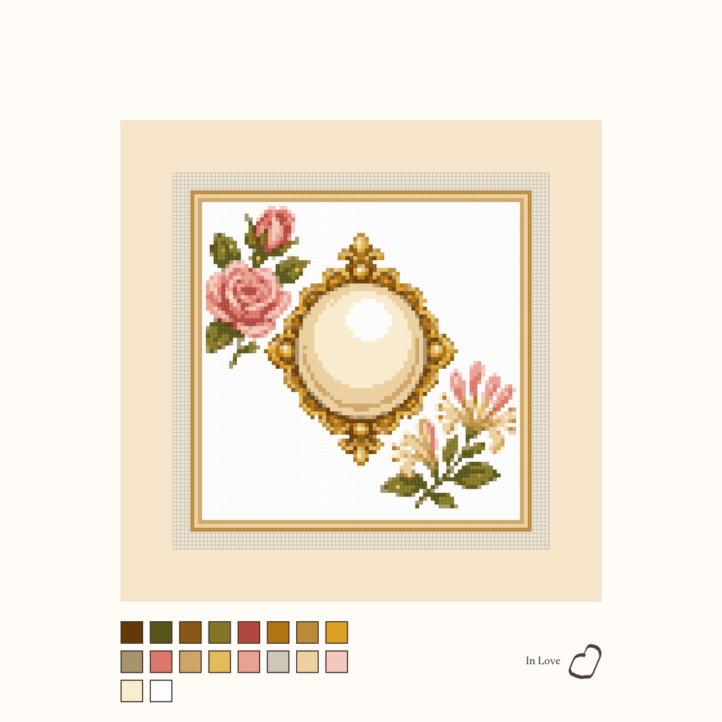 Heirloom Pearl design as painted: a shiny pearl placed between flowers