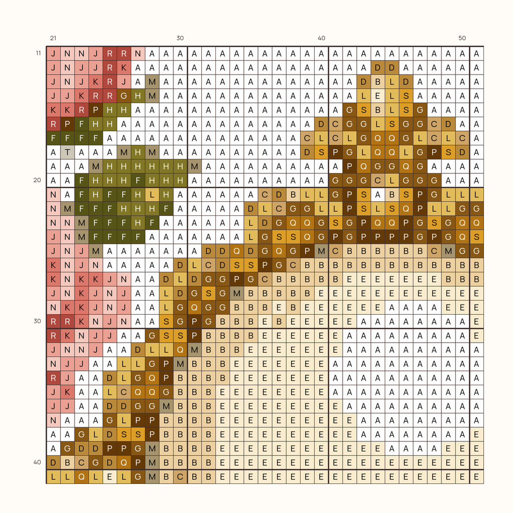 Heirloom Pearl stitch chart, one square per stitch