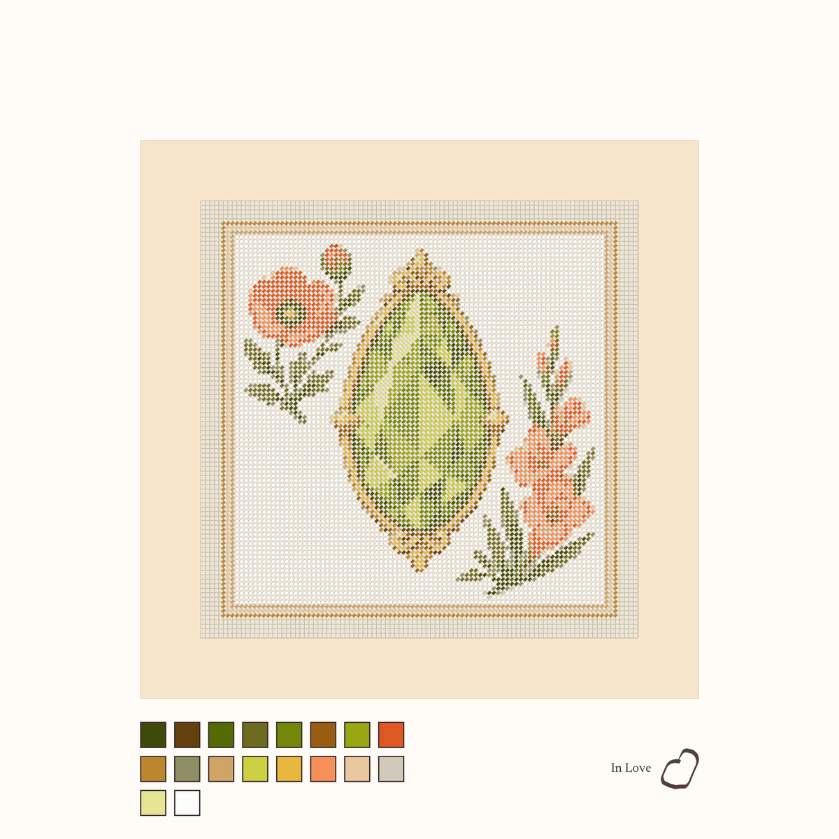 Heirloom Peridot shown stitched