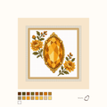 Heirloom Topaz design as painted: a bright golden faceted topaz placed between flowers