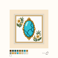 Heirloom Turquoise design as painted: a shiny blue turquoise placed between flowers