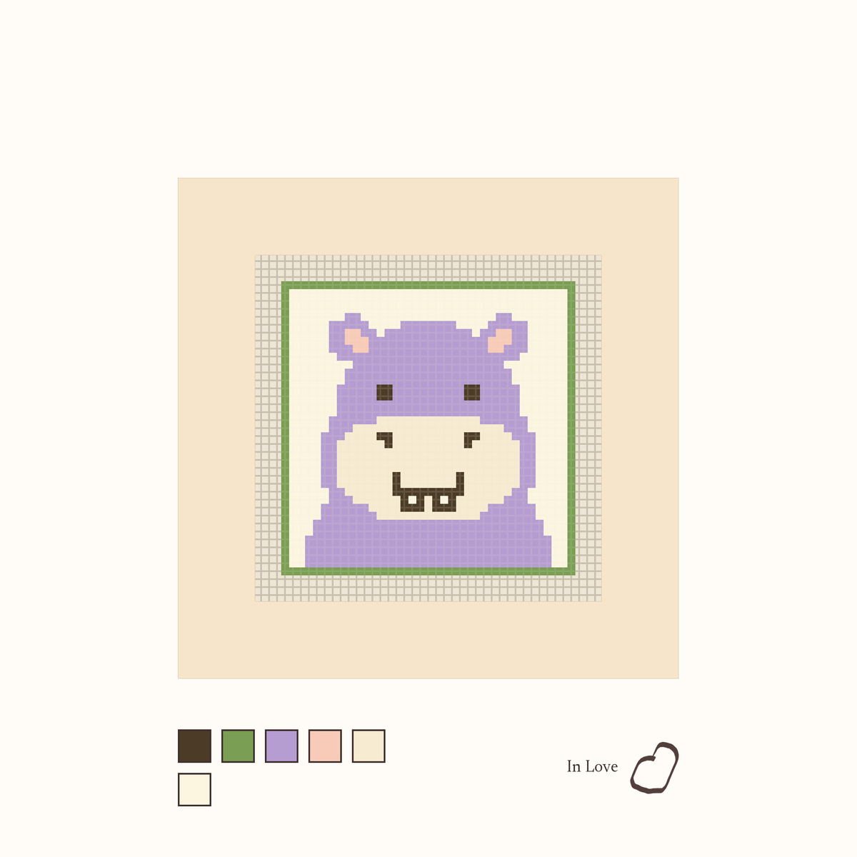 Hippo design as painted: a pleasant purple hippo