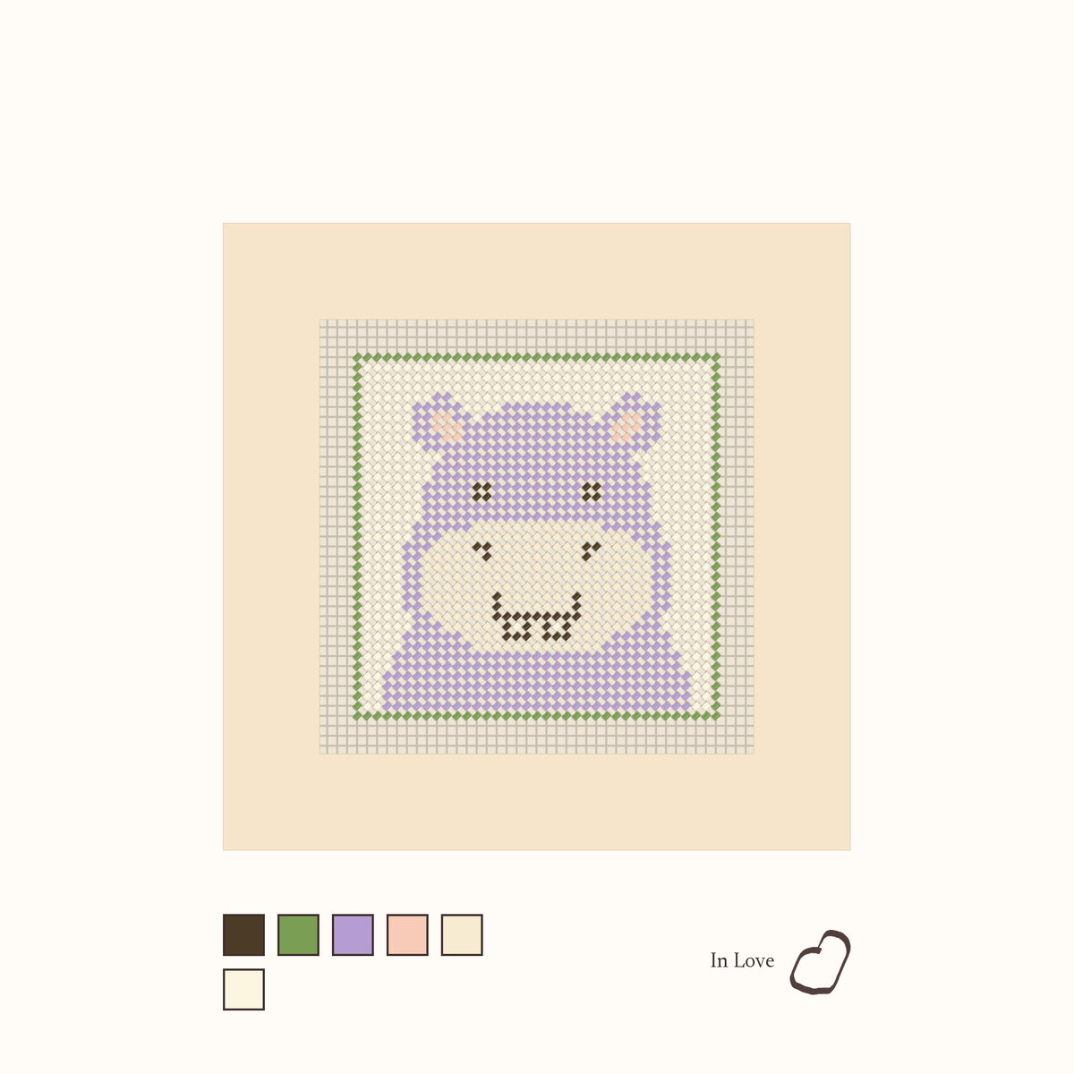 Hippo shown stitched