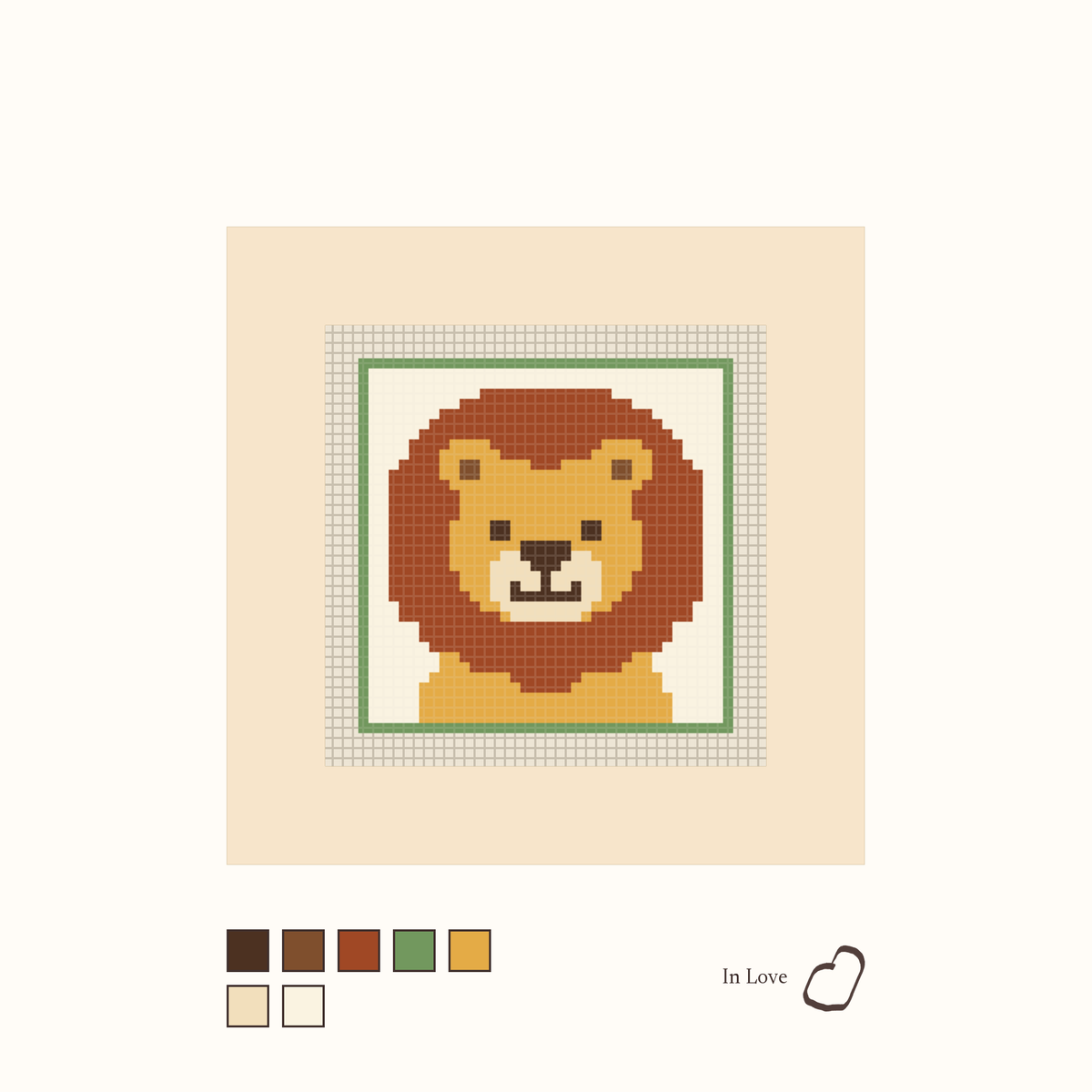Lion design as painted: a pleasant lion