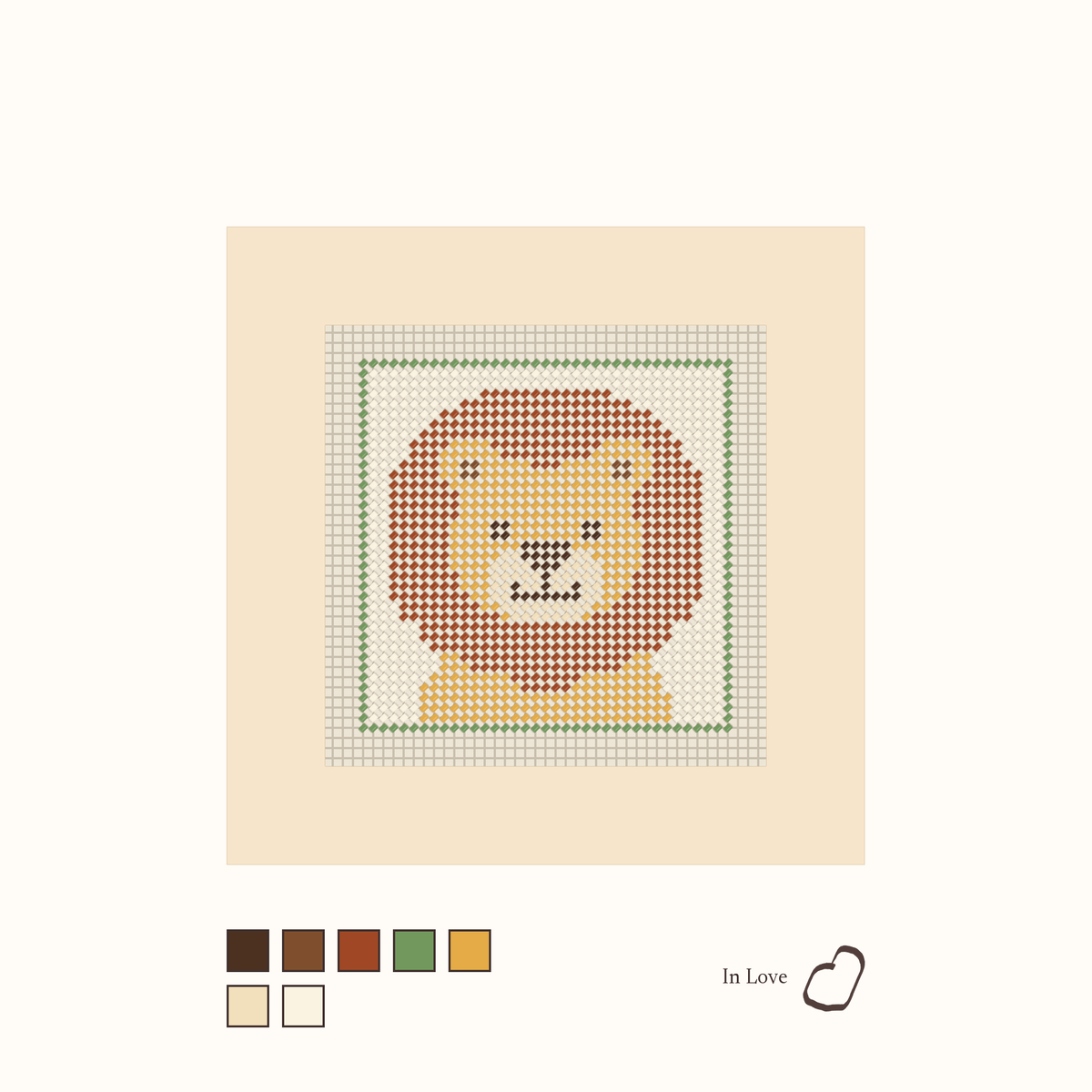 Lion shown stitched