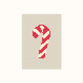 Mini Candy Cane hand-painted needlepoint canvas: a red and white striped candy cane