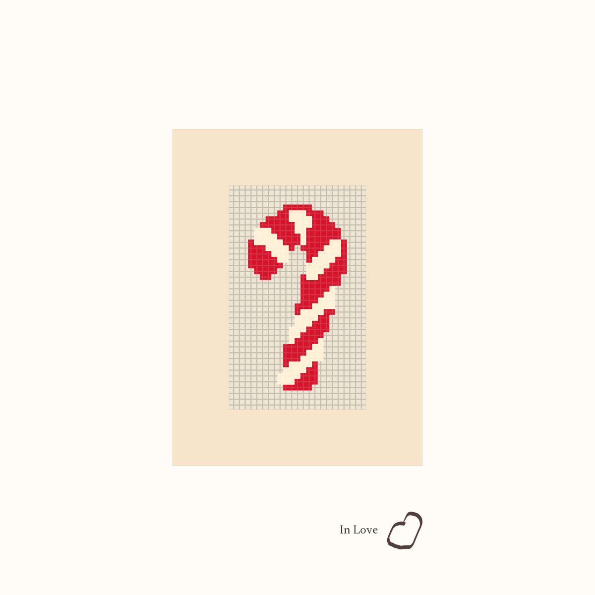 Mini Candy Cane design as painted: a red and white striped candy cane