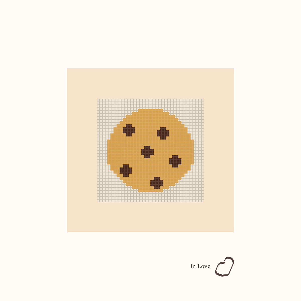 Mini Chocolate Chip Cookie design as painted: a golden chocolate chip cookie