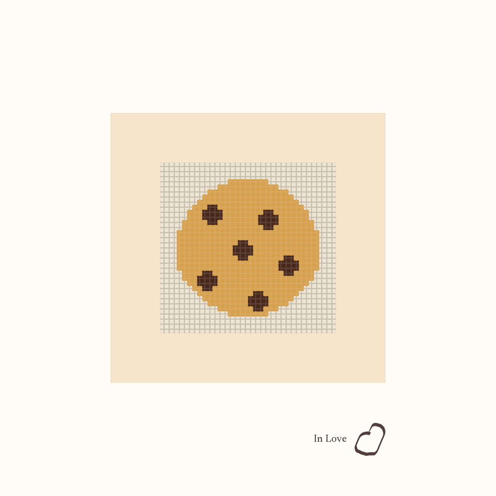Mini Chocolate Chip Cookie design as painted: a golden chocolate chip cookie