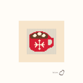 Mini Hot Cocoa design as painted: a red mug of hot cocoa with marshmallows and a white snowflake
