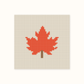 Mini Maple Leaf hand-painted needlepoint canvas: an orange-red maple leaf with a brown stem