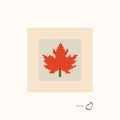 Mini Maple Leaf design as painted: an orange-red maple leaf with a brown stem