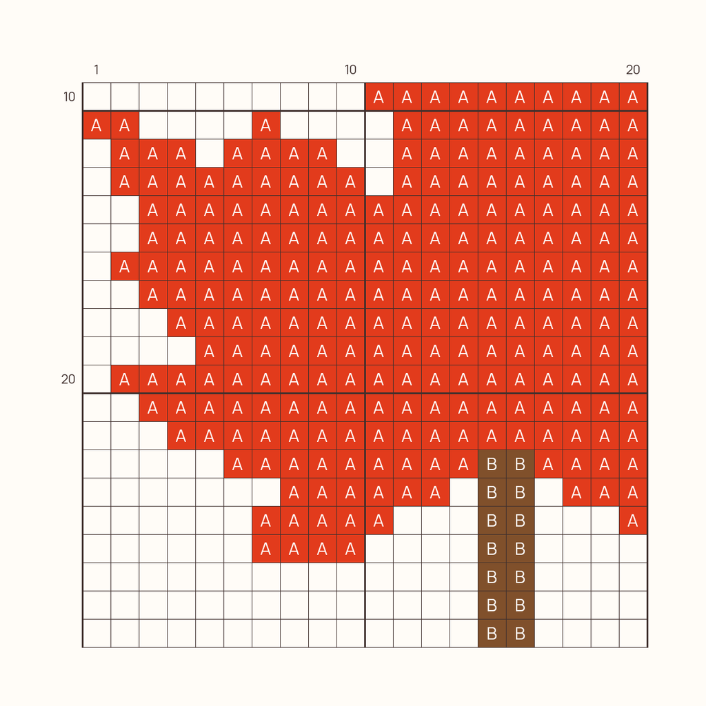 Mini Maple Leaf stitch chart, one square per stitch