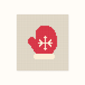 Mini Mitten hand-painted needlepoint canvas: a red mitten with a white snowflake and cuff