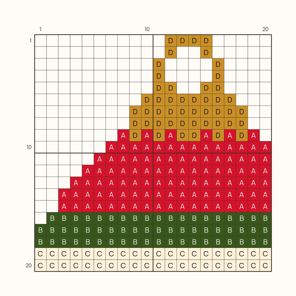 Mini Ornament stitch chart, one square per stitch
