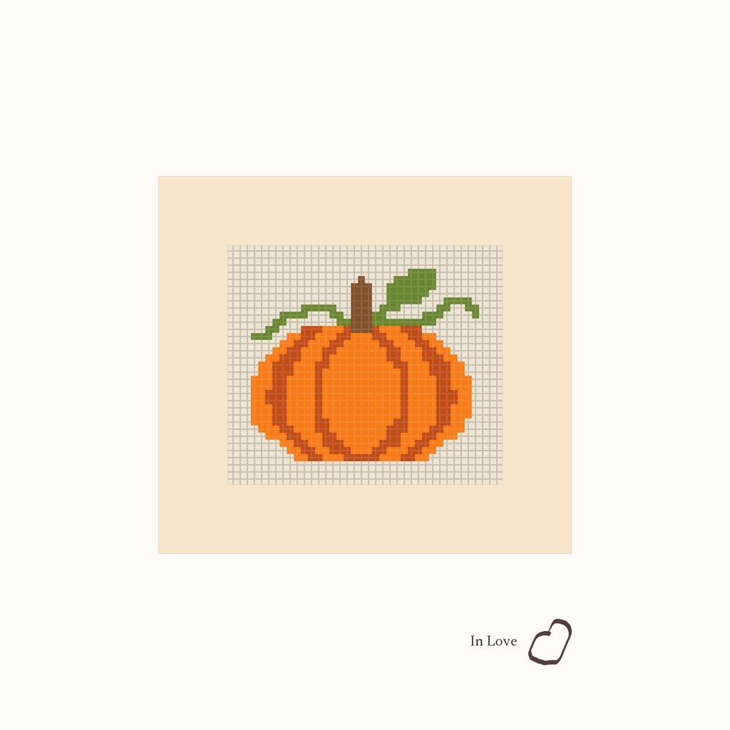 Mini Pumpkin design as painted: an orange pumpkin with a green stem and curling vine