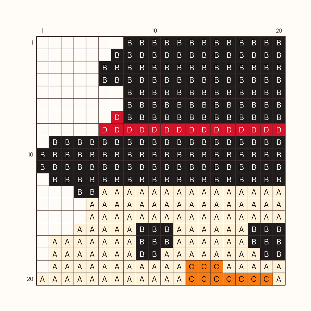 Mini Snowman stitch chart, one square per stitch