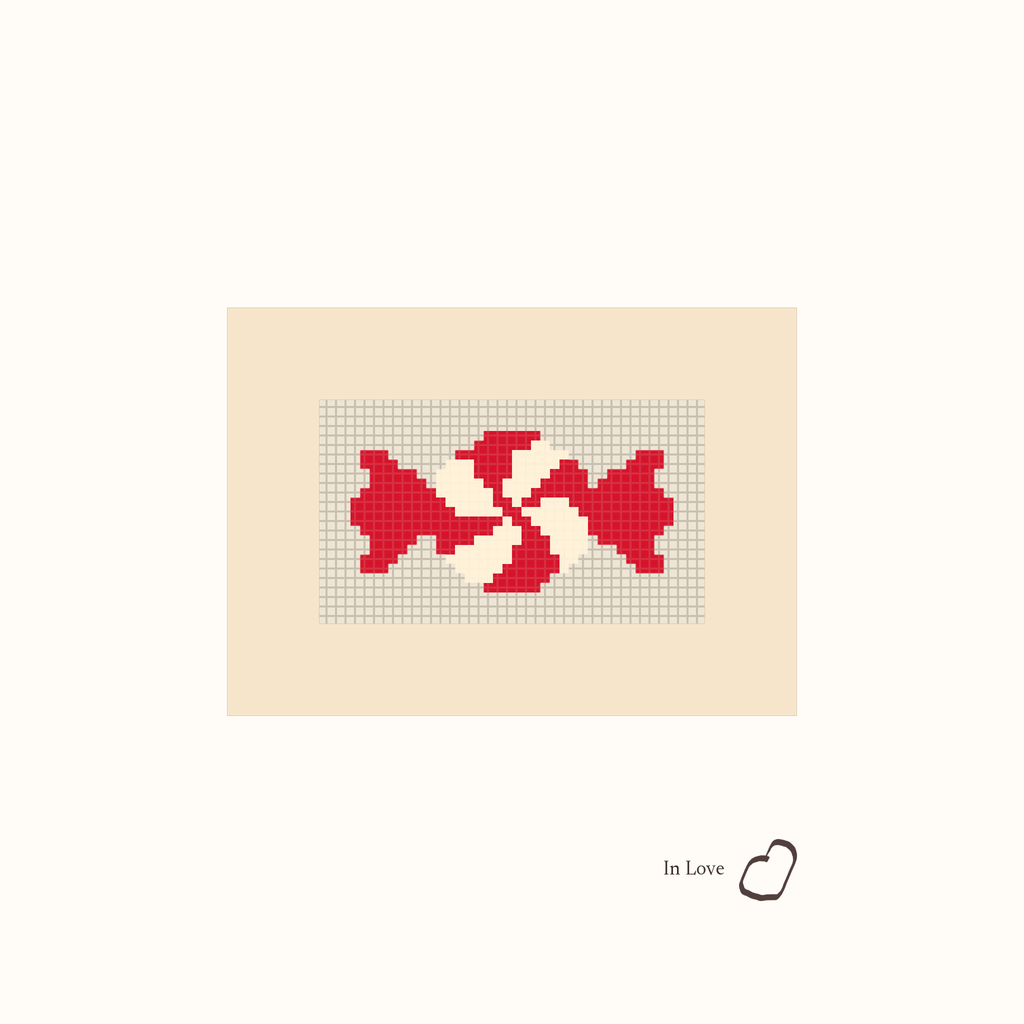 Mini Wrapped Peppermint design as painted: a red and white peppermint candy in a twisted wrapper