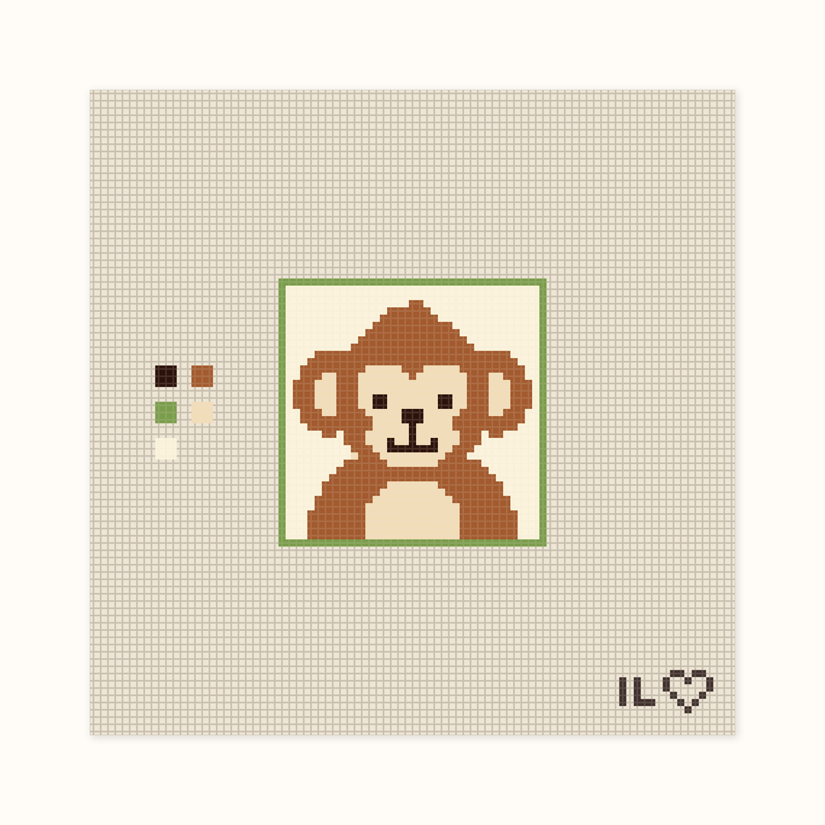 Monkey hand-painted needlepoint canvas: a pleasant monkey