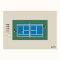 Pickleball hand-painted needlepoint canvas: two people playing pickleball on a court