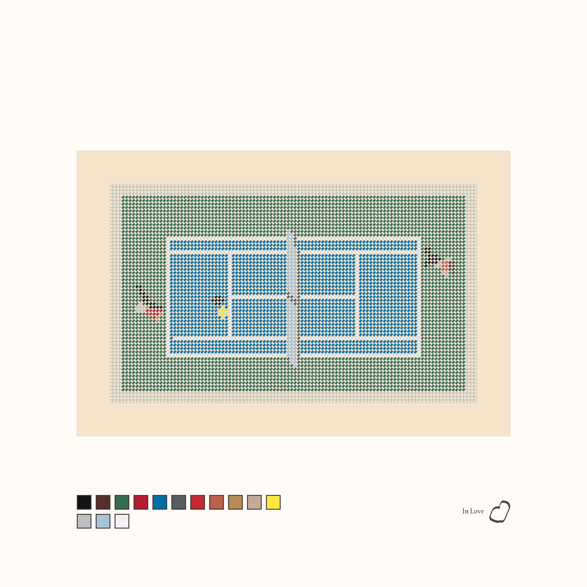 Pickleball shown stitched