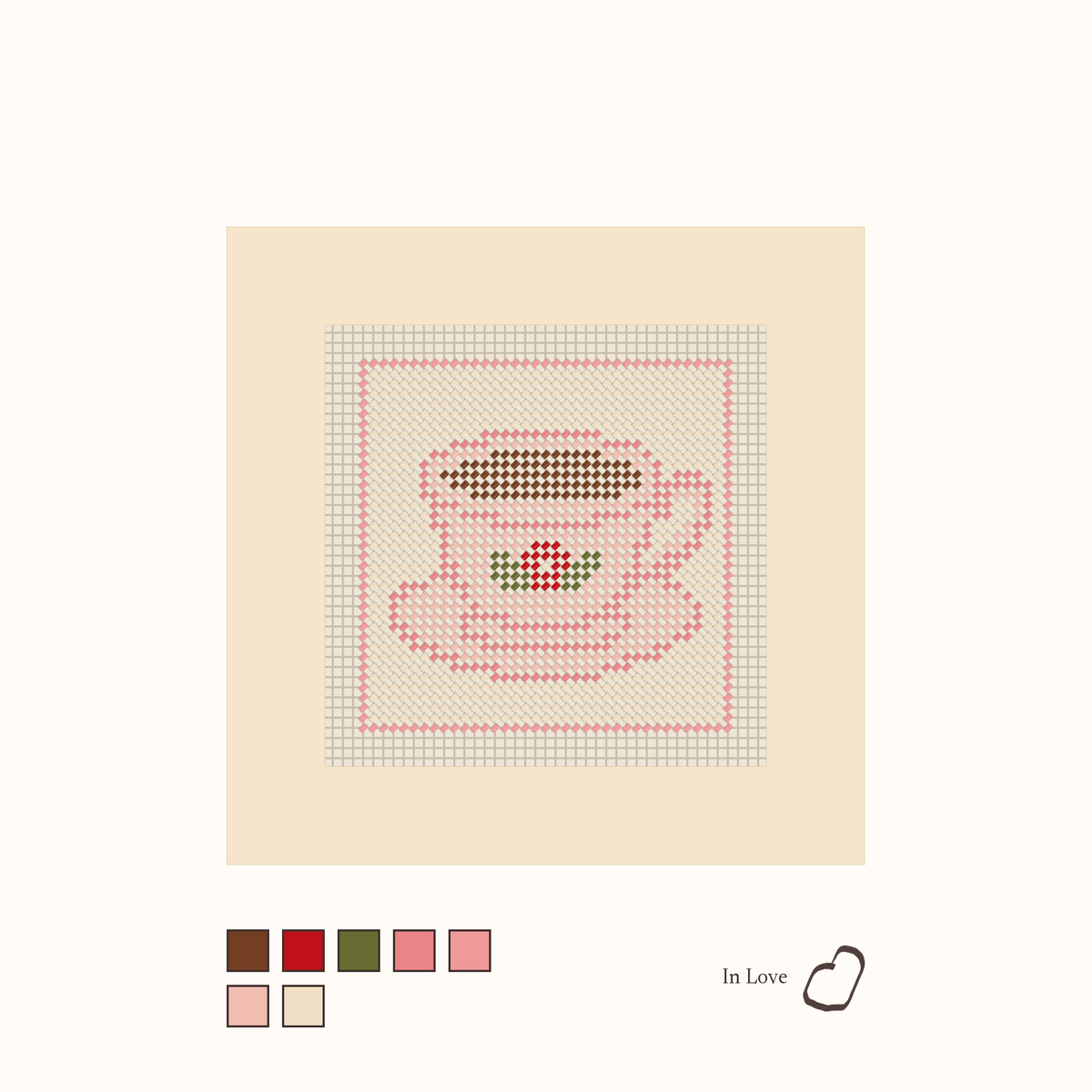 Teacup shown stitched