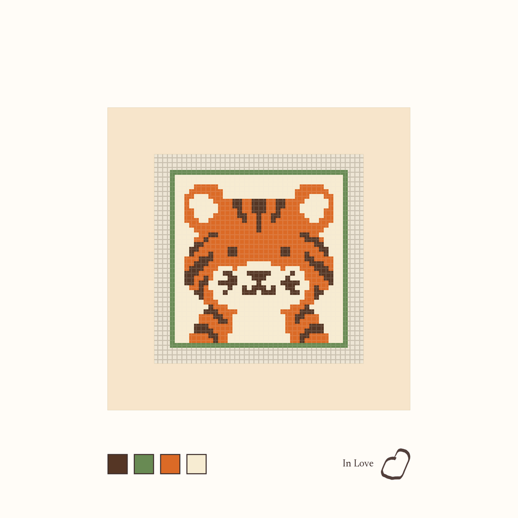 Tiger design as painted: a pleasant tiger