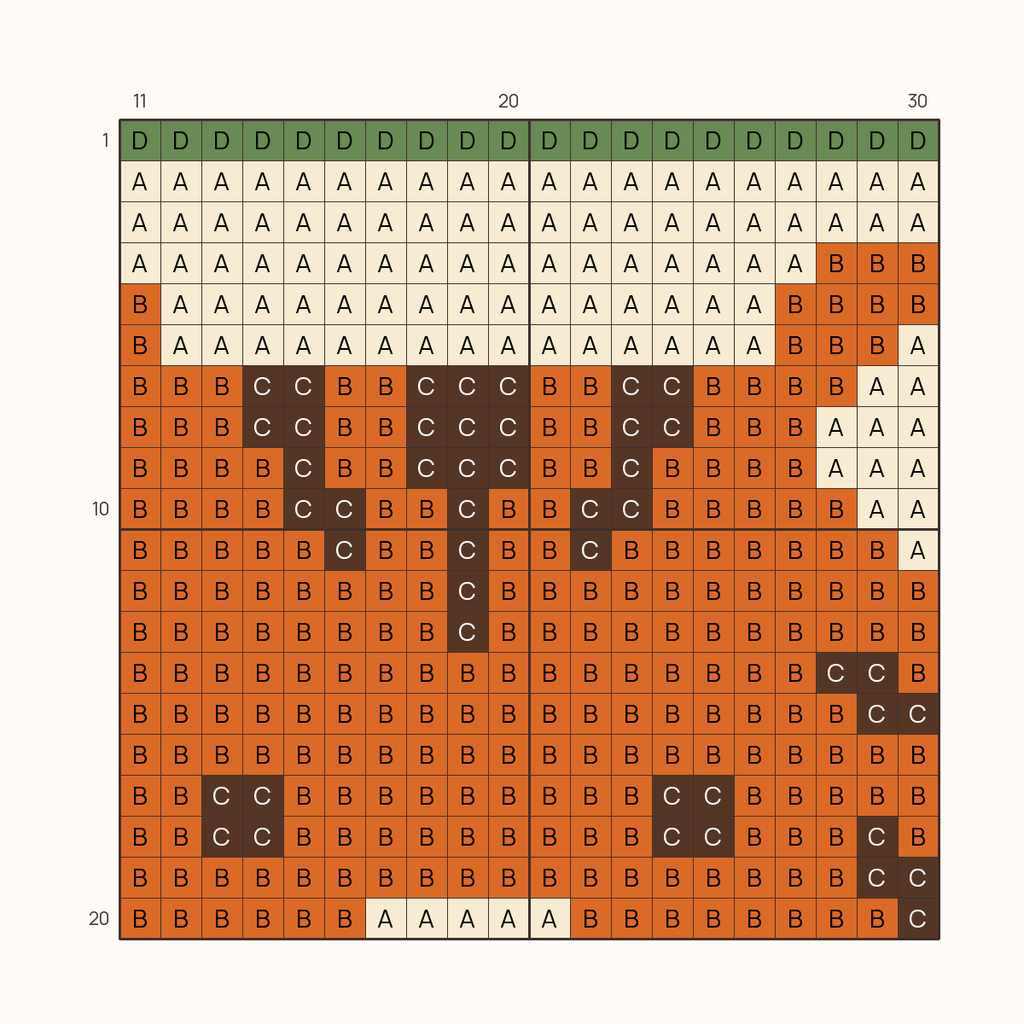 Tiger stitch chart, one square per stitch