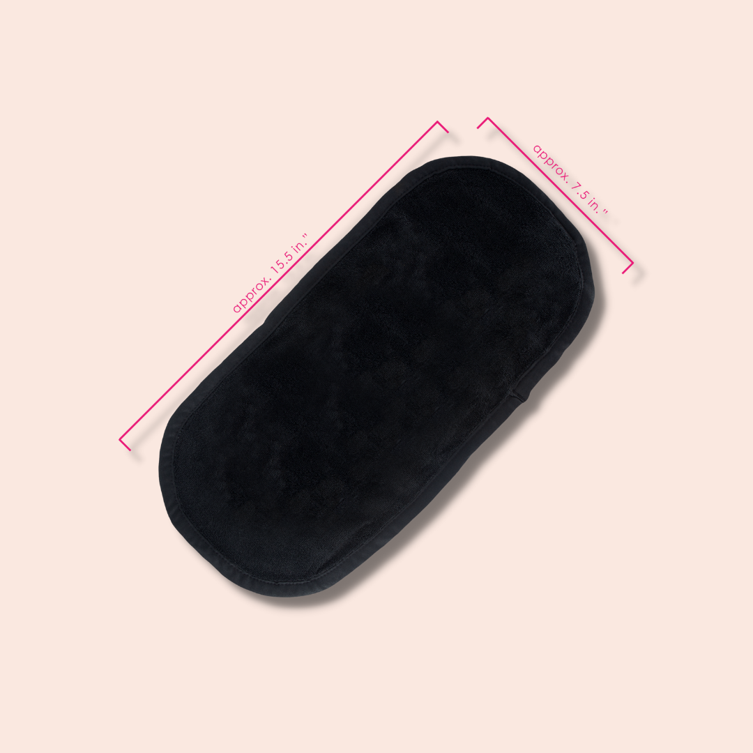 The black cloth laid flat with its length and width marked
