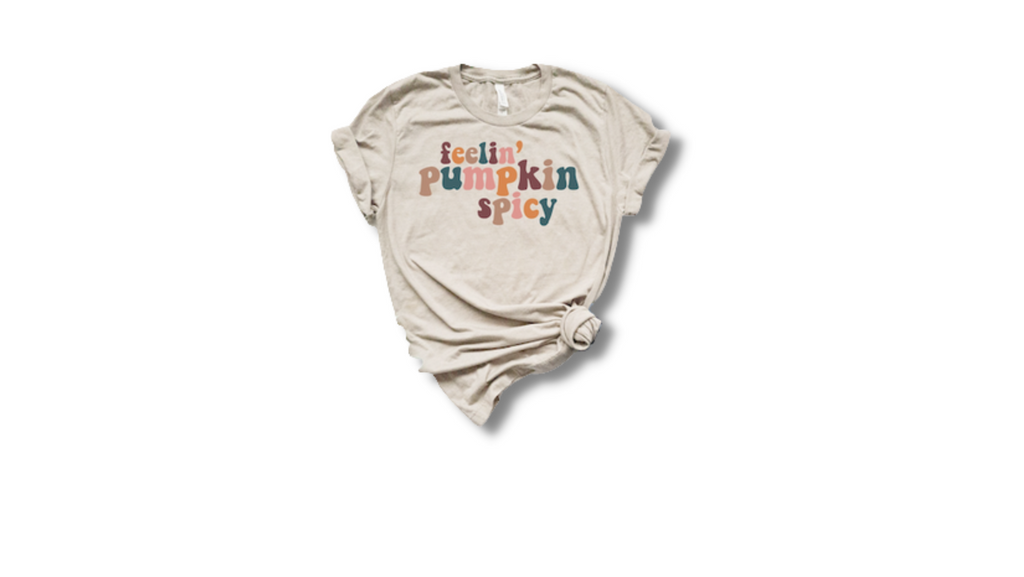 The oatmeal "feelin' pumpkin spicy" tee on its own