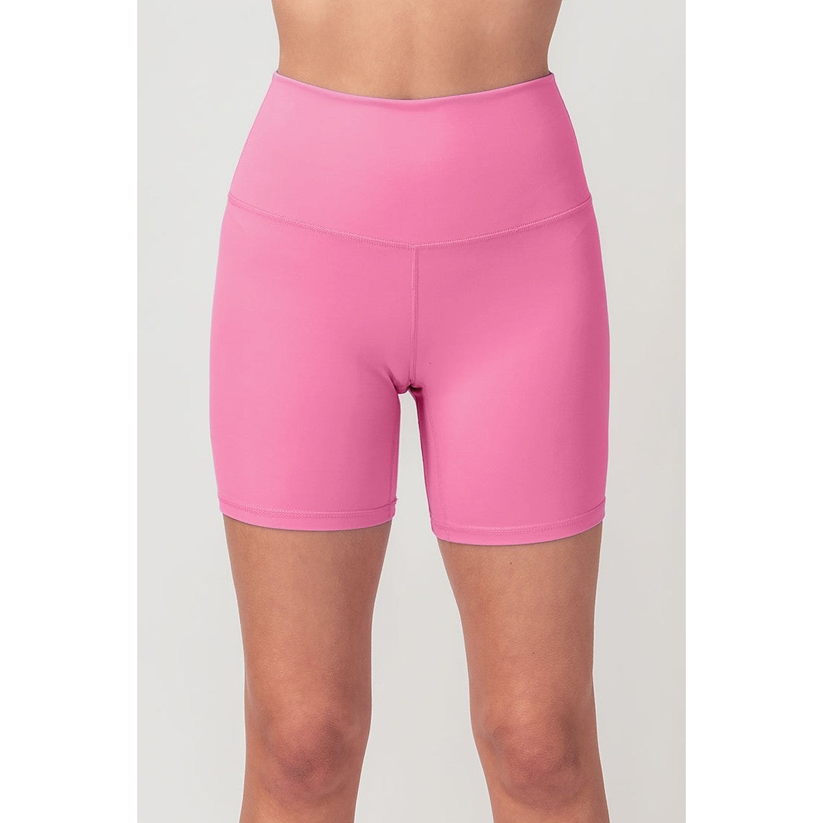 Bubblegum pink high-waisted biker shorts