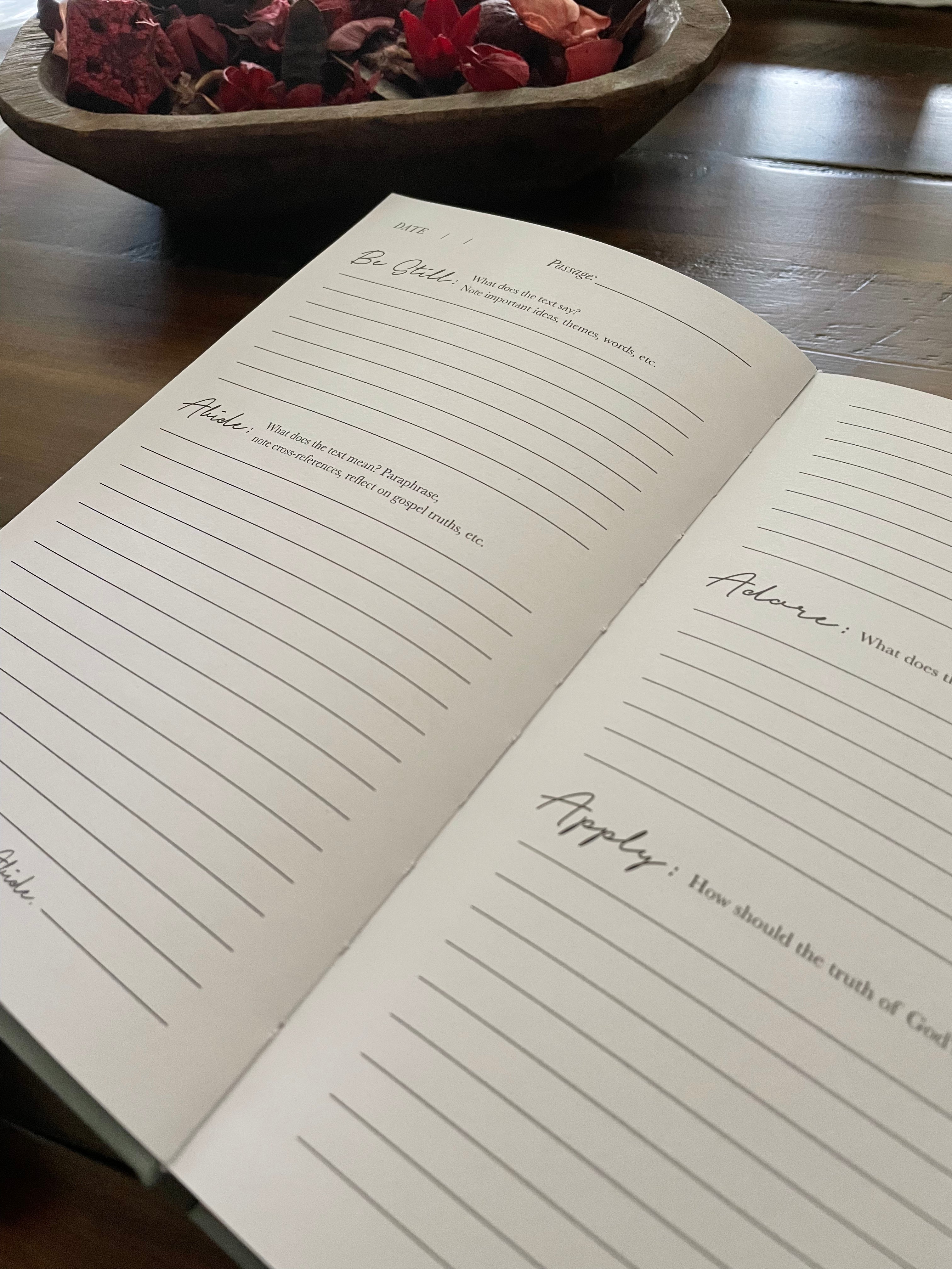 Open Be Still journal: lined prompt pages for reading, adoring and applying scripture